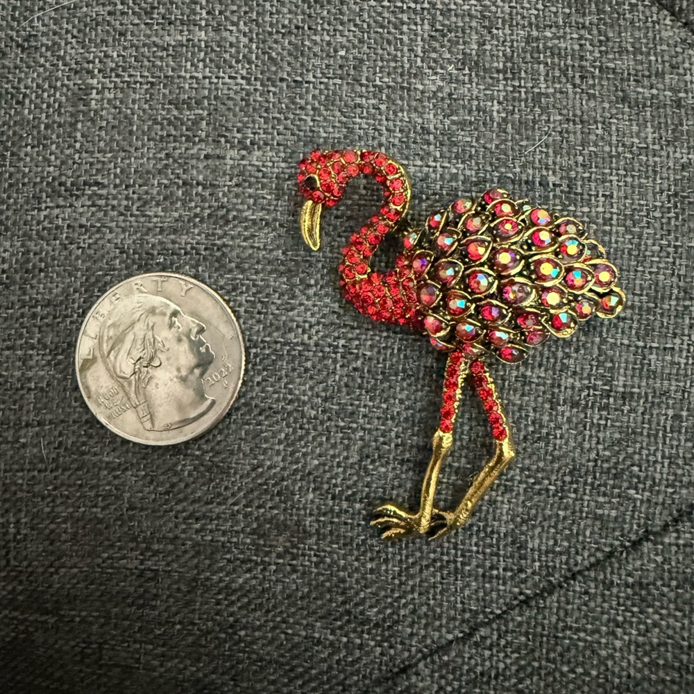 Fun Red Flamingo Brooch
